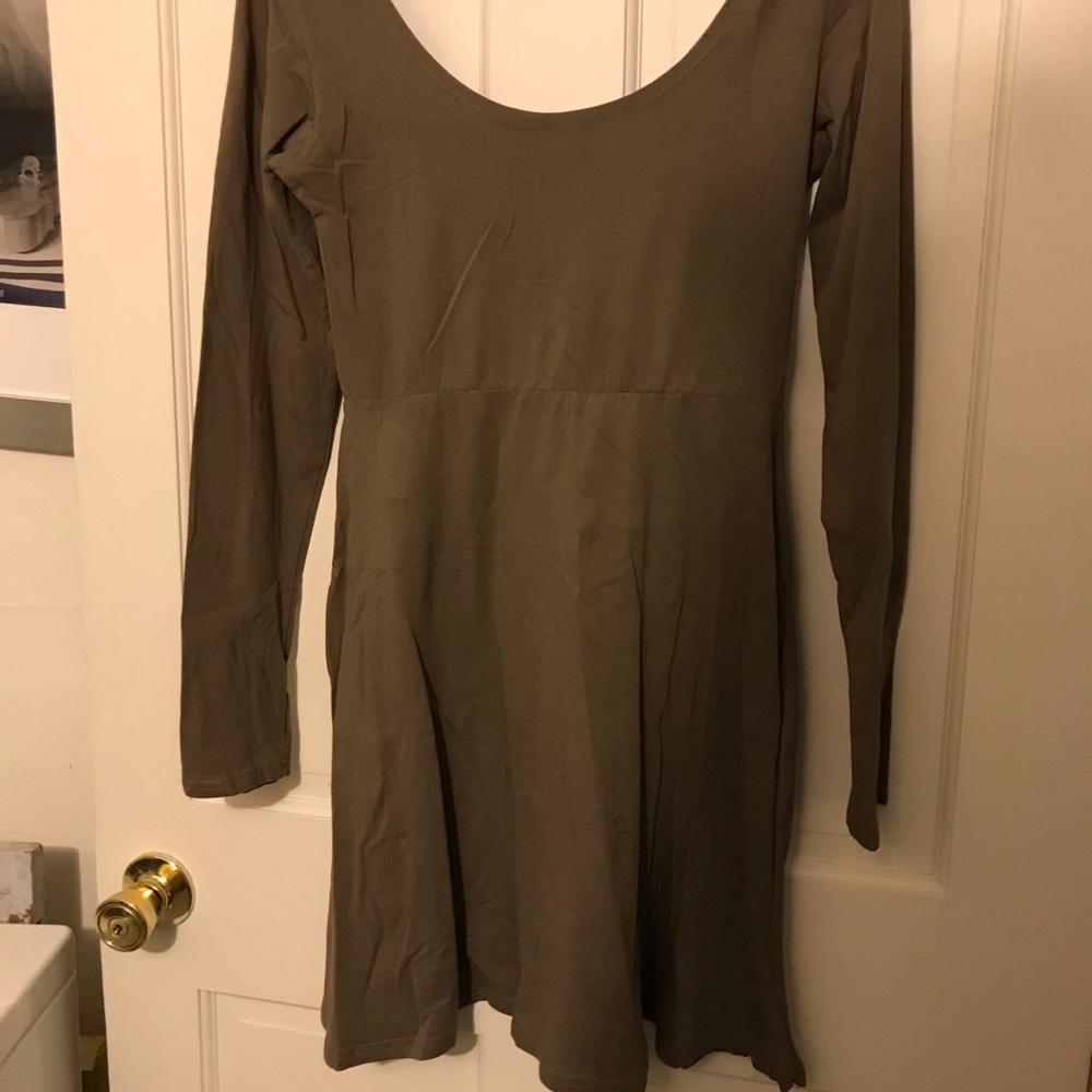 Angie Olive Long Sleeve Dress